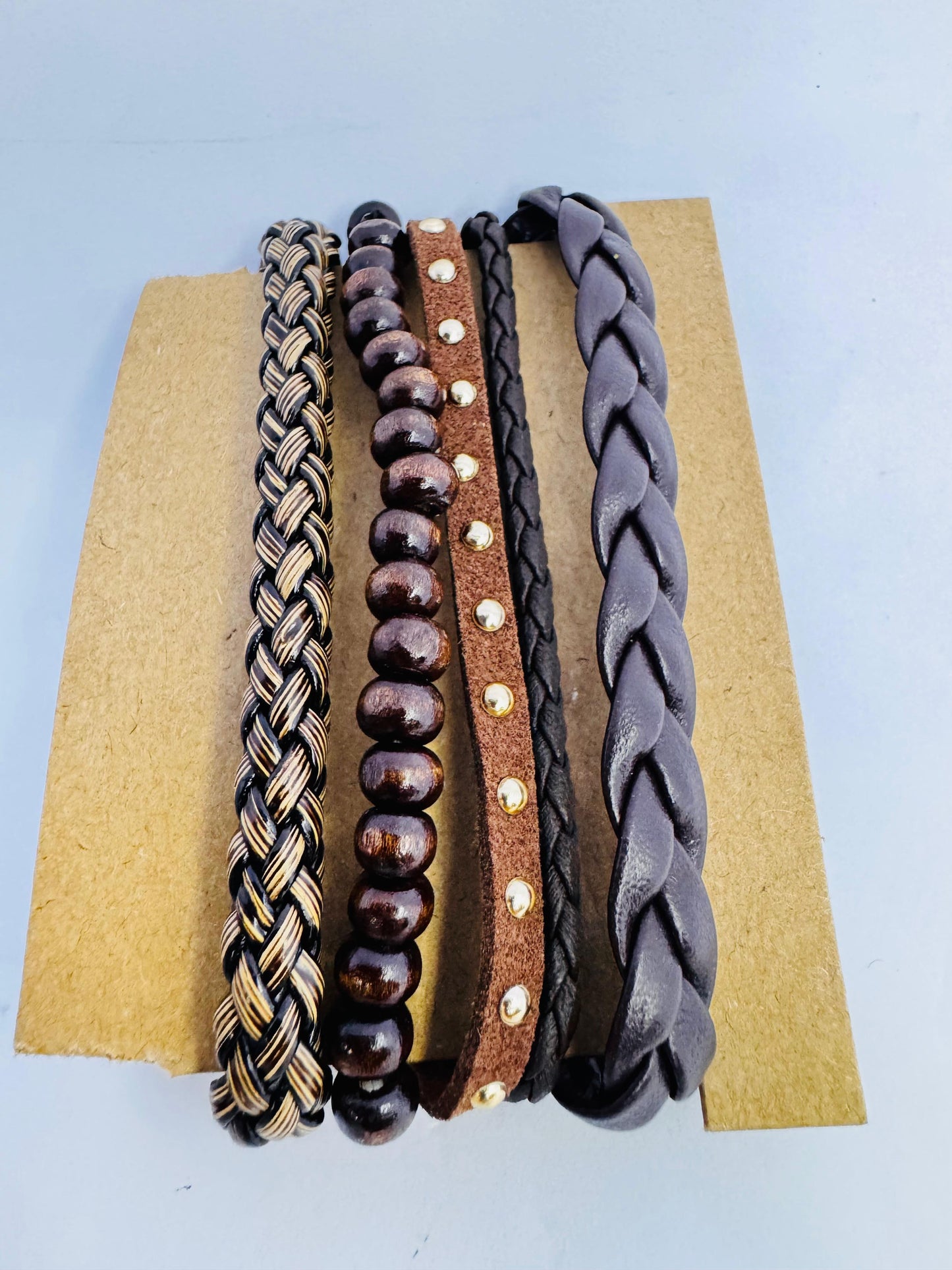 Luxmenz 4-in-1 Men's Leather Bracelet Set – Black & Brown Collection