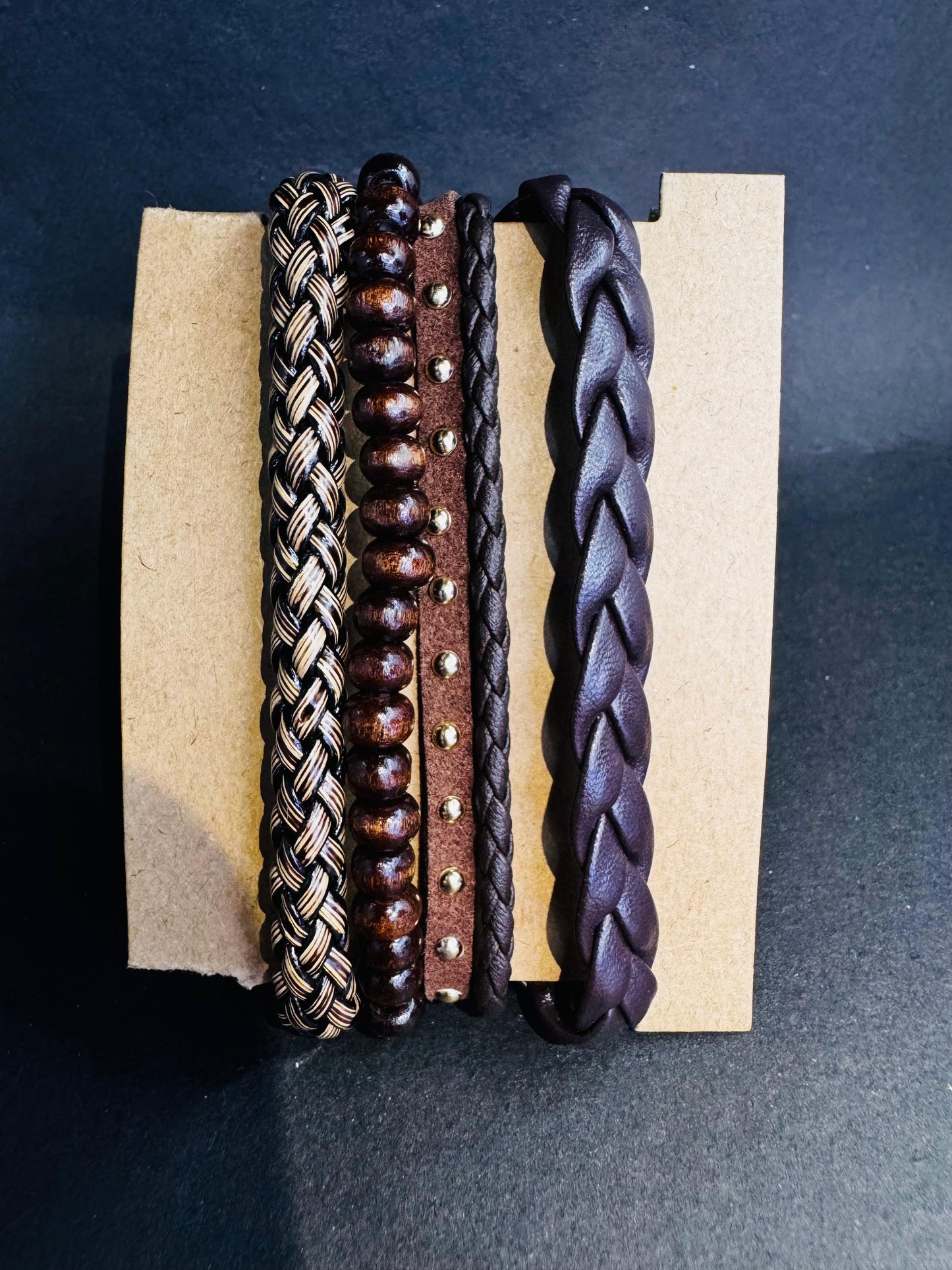 Luxmenz 4-in-1 Men's Leather Bracelet Set – Black & Brown Collection
