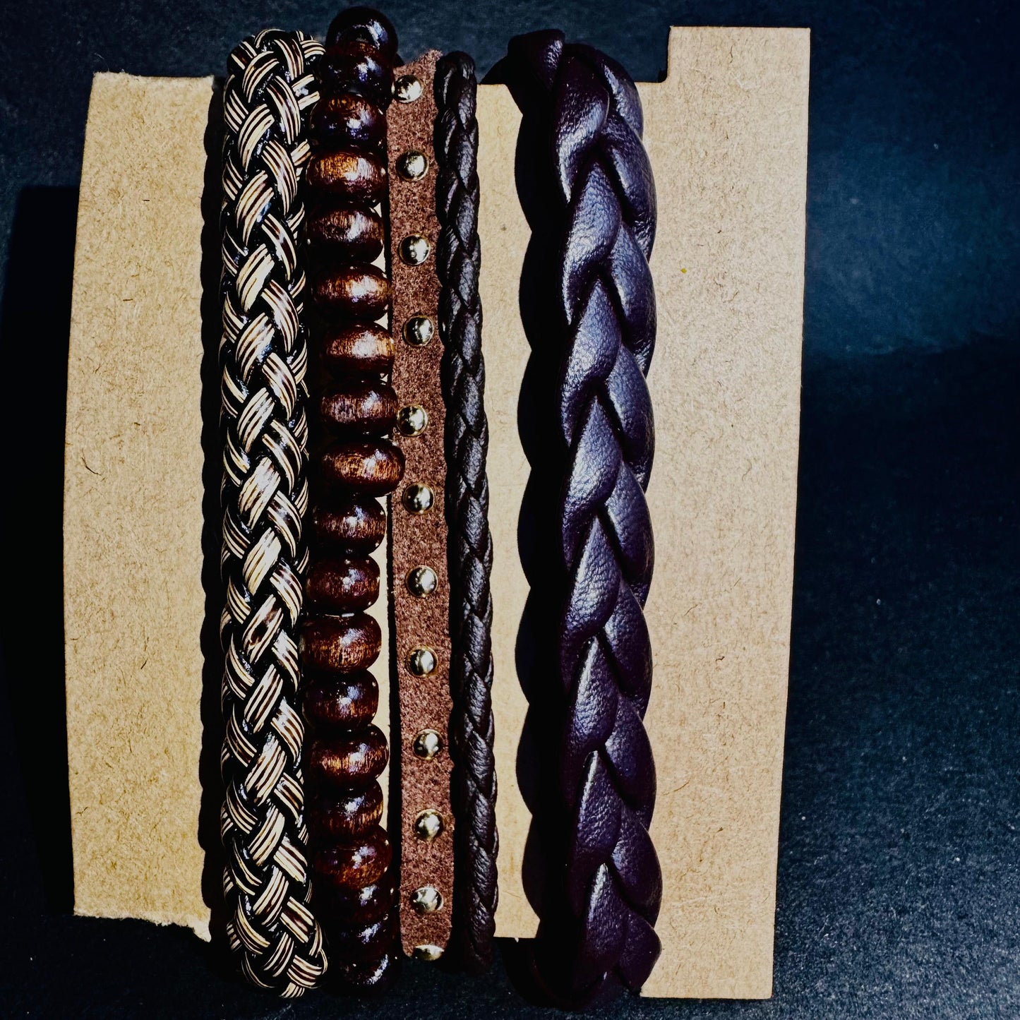 Luxmenz 4-in-1 Men's Leather Bracelet Set – Black & Brown Collection
