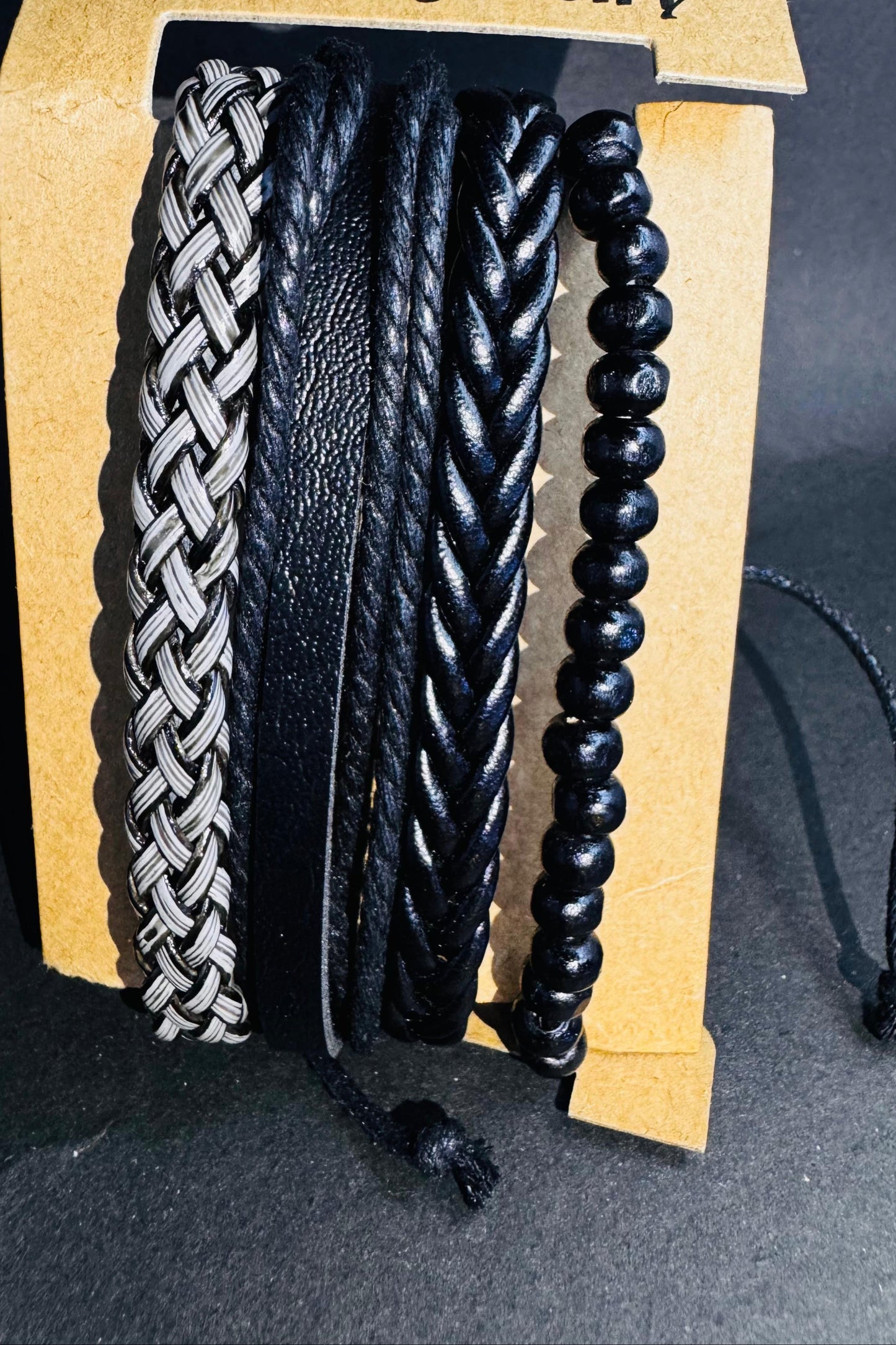 Luxmenz 4-in-1 Men's Leather Bracelet Set – Black & Brown Collection