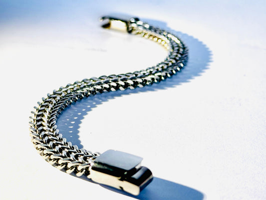 Lumenz Magnetic Stainless Steel Bracelet – Double Chain Design, Silver Color, No Fade