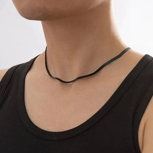 HeavyForge Bracelet + Snake Chain Necklace(black)